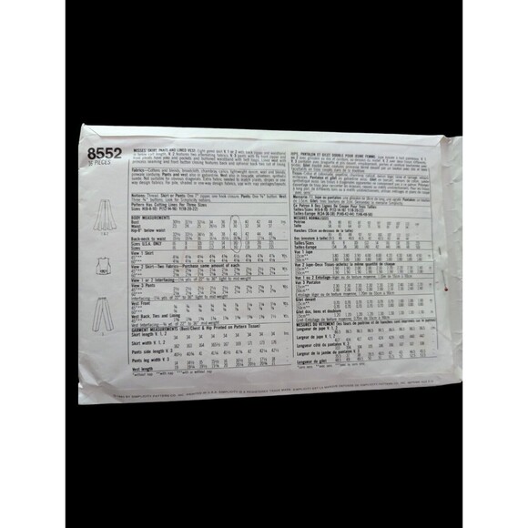 Vintage Pattern Misses Dress  Tunic Alternate Sleeves Sz P12-16 Simplicity 8552 - Picture 3 of 4